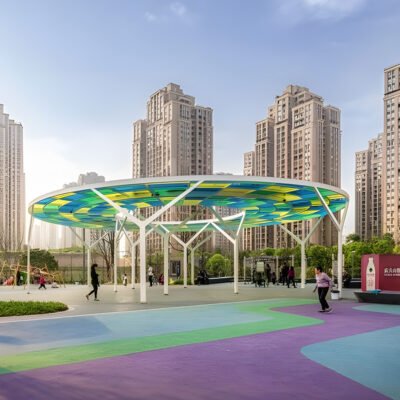 1 Outdoor colorful stainless steel ring-shaped pergolapavilion