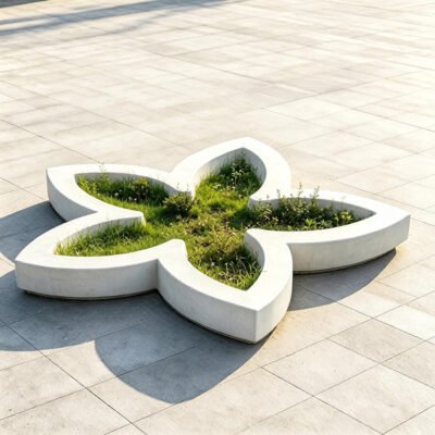 Precast Concrete Flower-Shaped Tree Planter Bench