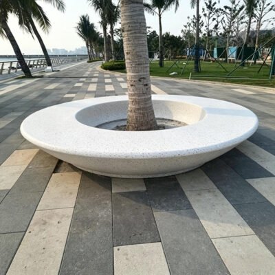 1 Terrazzo Circular Tree Bench, Outdoor Tree Surround Seat