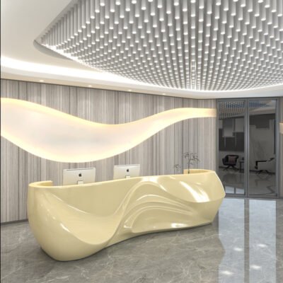 1 Creative Modular Fiberglass Reception Desk and Mall Bar Counter with Unique Shapes