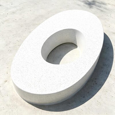 2 Oval Terrazzo Bench Outdoor Landscape Seat