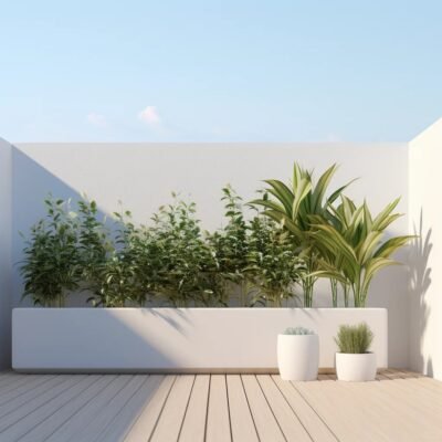 GRC concrete elongated planters and UHPC landscape planters