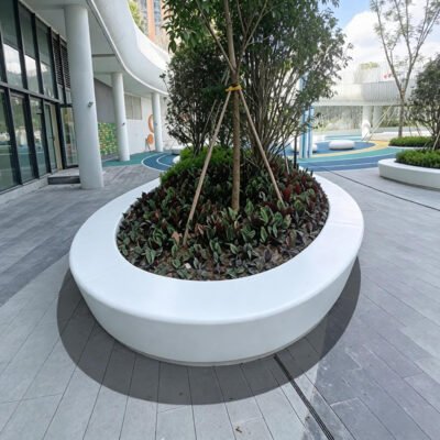 1 Custom Precast Concrete Ellipse Tree Surround Seat