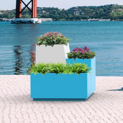 设计款户外花盆2 Fiberglass Rectangular Planter Set – Outdoor Landscape Planting Box
