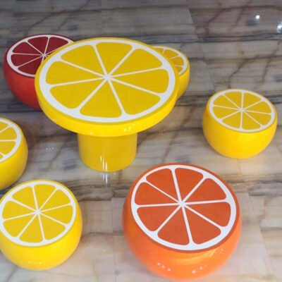 水果桌椅组合 Fiberglass Fruit‑Shaped Coffee Table & Seat Set
