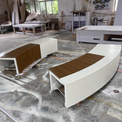 1 GRC / GFRC Curved Bench With Wood‑Plastic Slat
