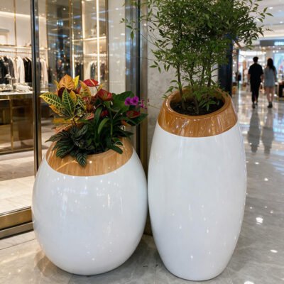 Commercial Lobby Oval Fiberglass Plant Vase