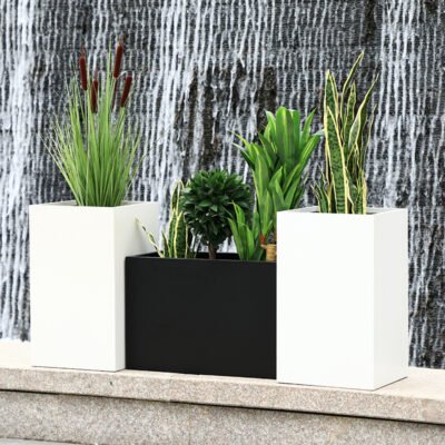 01 Modular Fiberglass Square Planter Set – Outdoor Landscape Planting Box