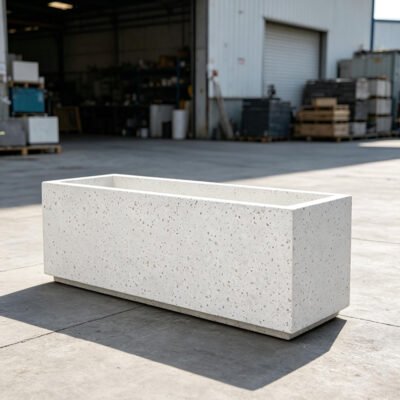 2 Slim Long Rectangular Terrazzo Concrete Outdoor Planter Box
