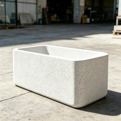 3 Square Rounded‑Corner Terrazzo Concrete Outdoor Planter