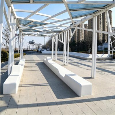 Modular Undulating Precast Concrete Outdoor Bench