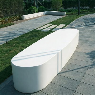 Rounded Long Precast Concrete Outdoor Bench Seat