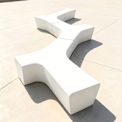 Y-Shaped Modular Precast Concrete Landscape Bench