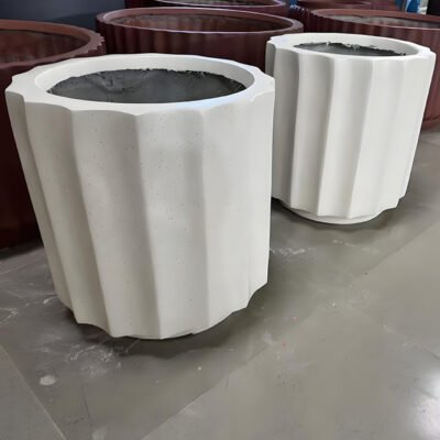 GRC Concrete Cylindrical Planter & UHPC Planting Box