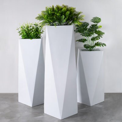 1 Fiberglass Diamond-Shaped Outdoor Landscape Planter with Unique Non-Standard Design