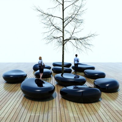 11 Fiberglass Pebble‑Shaped Stool