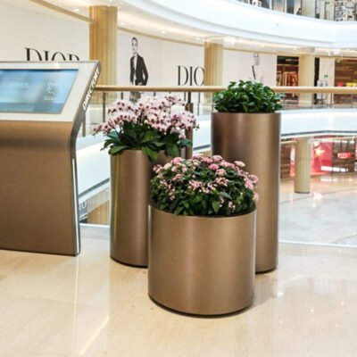 圆柱花器主图4 Cylindrical Stainless Steel Landscape Planter Set
