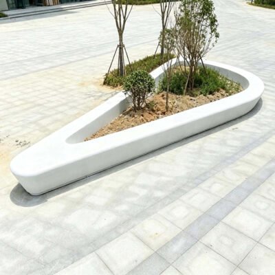 GRC / GFRC Teardrop‑Shaped Integrated Tree‑Surround Bench‑Planter