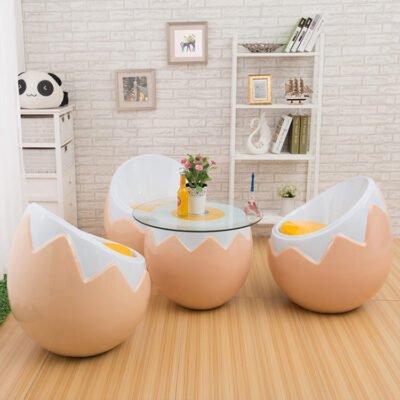 01 Fiberglass Furniture Egg-Shaped Coffee Table and Seating Set