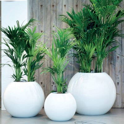 Outdoor spherical fiberglass landscape planter
