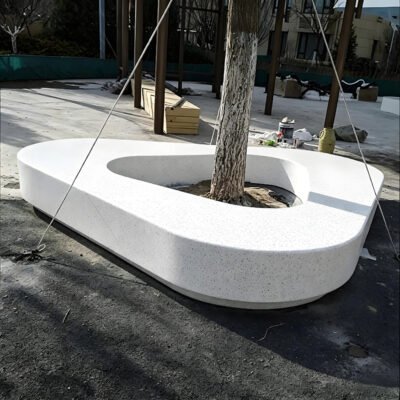 1 Special‑Shape Terrazzo Integrated Tree Pit Bench for Public Plaza
