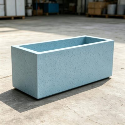 1 Light Blue Rectangular Terrazzo Concrete Outdoor Planter Box