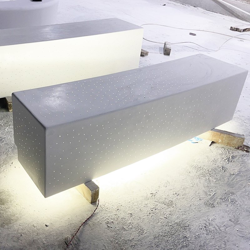 GRC translucent concrete linear bench – UHPC landscape seating