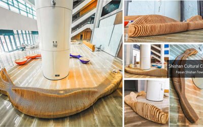 Shopping Mall Special-shaped Seating with Wood Slice Design – Project Cases