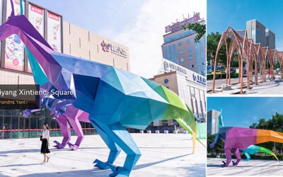 Large Stainless Steel Dinosaur Sculptures for Shopping Malls & Plazas – Project Cases