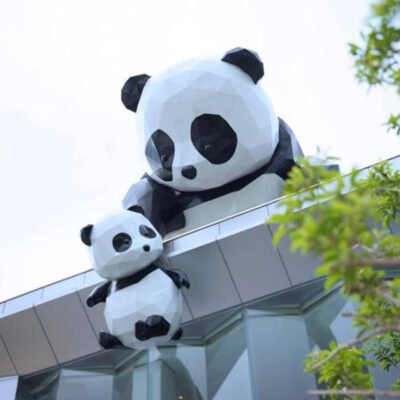 Fiberglass Wall-Climbing Panda Sculpture – Scenic Photo-Op Installation