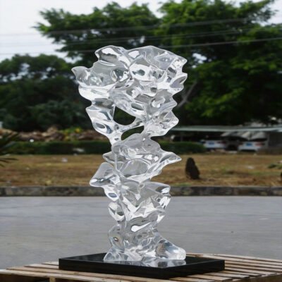 2 Transparent Resin Art Sculpture