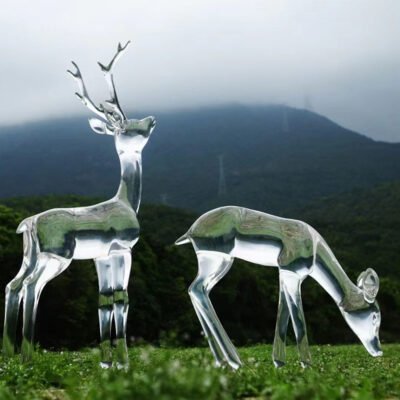 01 (1) Transparent Resin Deer Sculpture