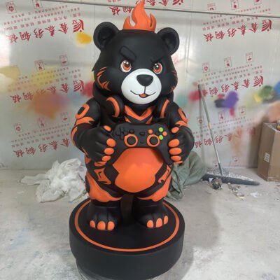 1 Custom Fiberglass Gaming Cartoon Bear Sculpture