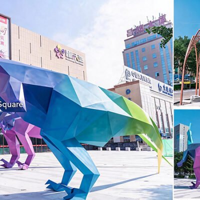 0-23 Large Stainless Steel Dinosaur Sculptures for Shopping Malls & Plazas – Project Cases
