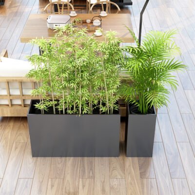 4 Fiberglass Long Planters for Shopping Mall Corridors & Commercial Flower Boxes