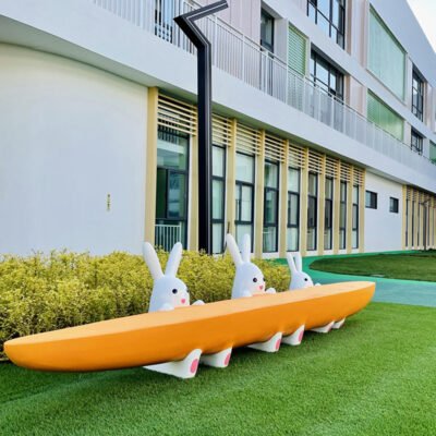 00 Fiberglass Carrot-Shaped Rabbit Stool – Outdoor Art Seating