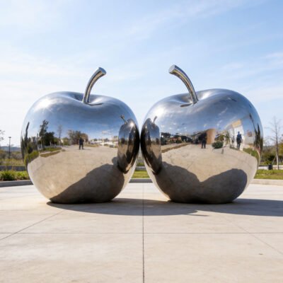 3 Stainless Steel Mirror Polished Apple Sculpture