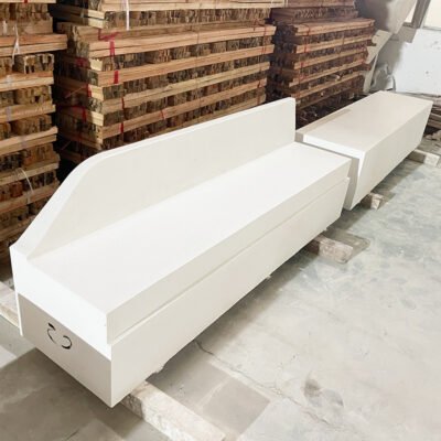 1 UHPC Outdoor Bench with Backrest | GRC Concrete Bench | Terrazzo Seat