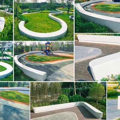 GRC Concrete Benches & UHPC Special-Shaped Landscape Seating for Outdoor Parks