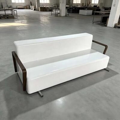 Fiberglass Sofa Bench With Metal Armrests