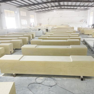 UHPC Outdoor Linear Translucent Bench | GRC Concrete Seat