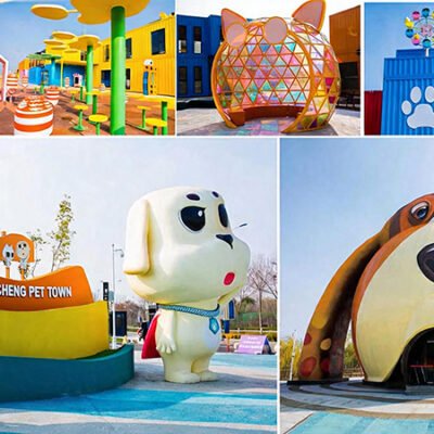 Custom Fiberglass Sculptures & Landscape Ornaments for Cute Pet Town Projects