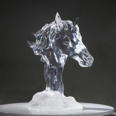 2 Transparent Resin Creative Horse Head Sculpture