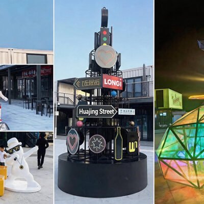 Custom Large Fiberglass & Stainless Steel Sculptures for Commercial Plazas | Manufacturing Cases