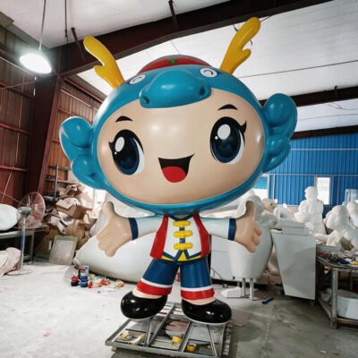 1 Fiberglass Little Dragon Man Cartoon Sculpture