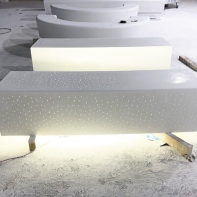GRC translucent concrete linear bench – UHPC landscape seating