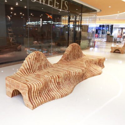 主图5(1) Creative Art Stool – Mountain-Shaped Seat Made of Wood Slices