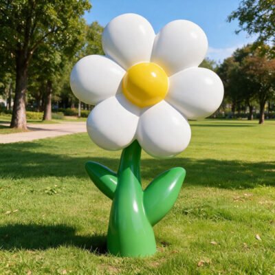 1 Fiberglass Flower Sculpture Landscape Ornament