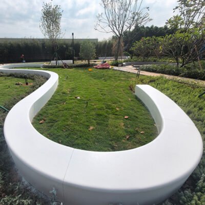 14 Curved GRC Concrete Bench | UHPC Linear Landscape Seating