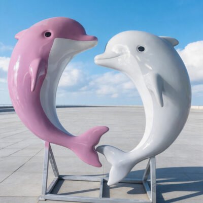 Fiberglass Dolphin Sculpture Landscape Ornament